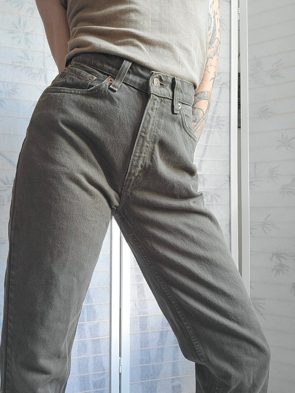 Vintage Levi's 512 Slim Fit Tapered Green Jeans Size 7 Short - Picture 3 of 8